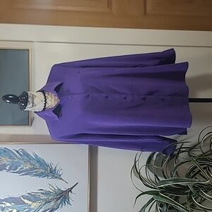 Sag Harbor poly velvet button front blouse